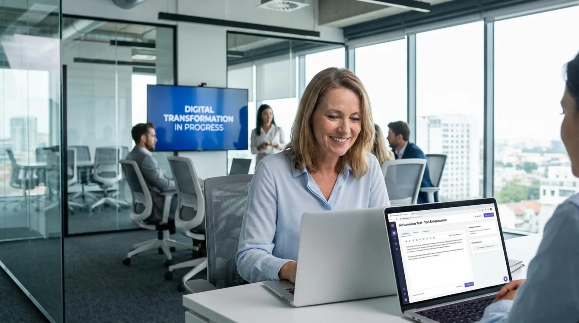 Professional writer using AI humanization tools to transform content