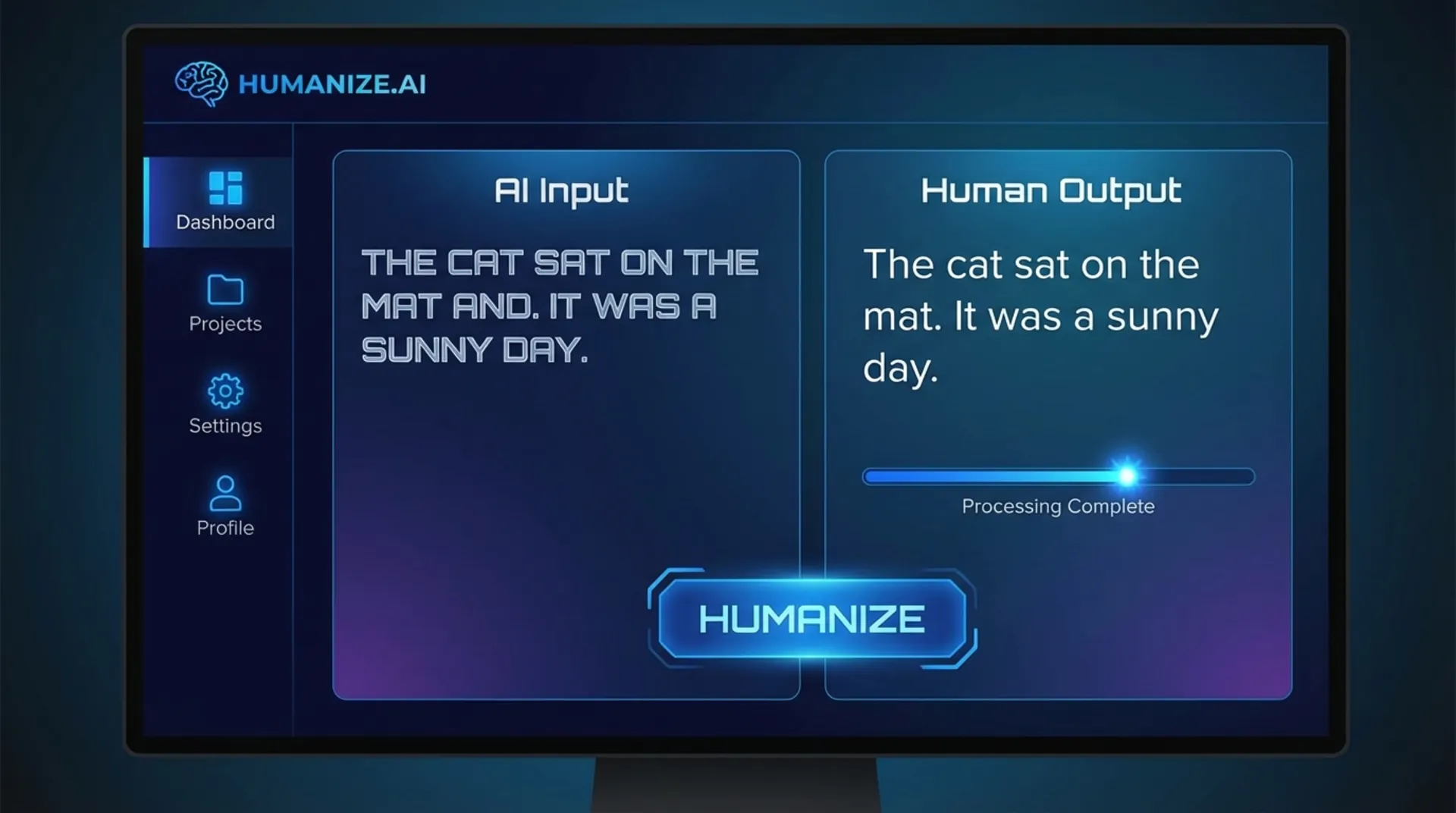 Ryter Pro AI humanizer tool dashboard showing natural human text output
