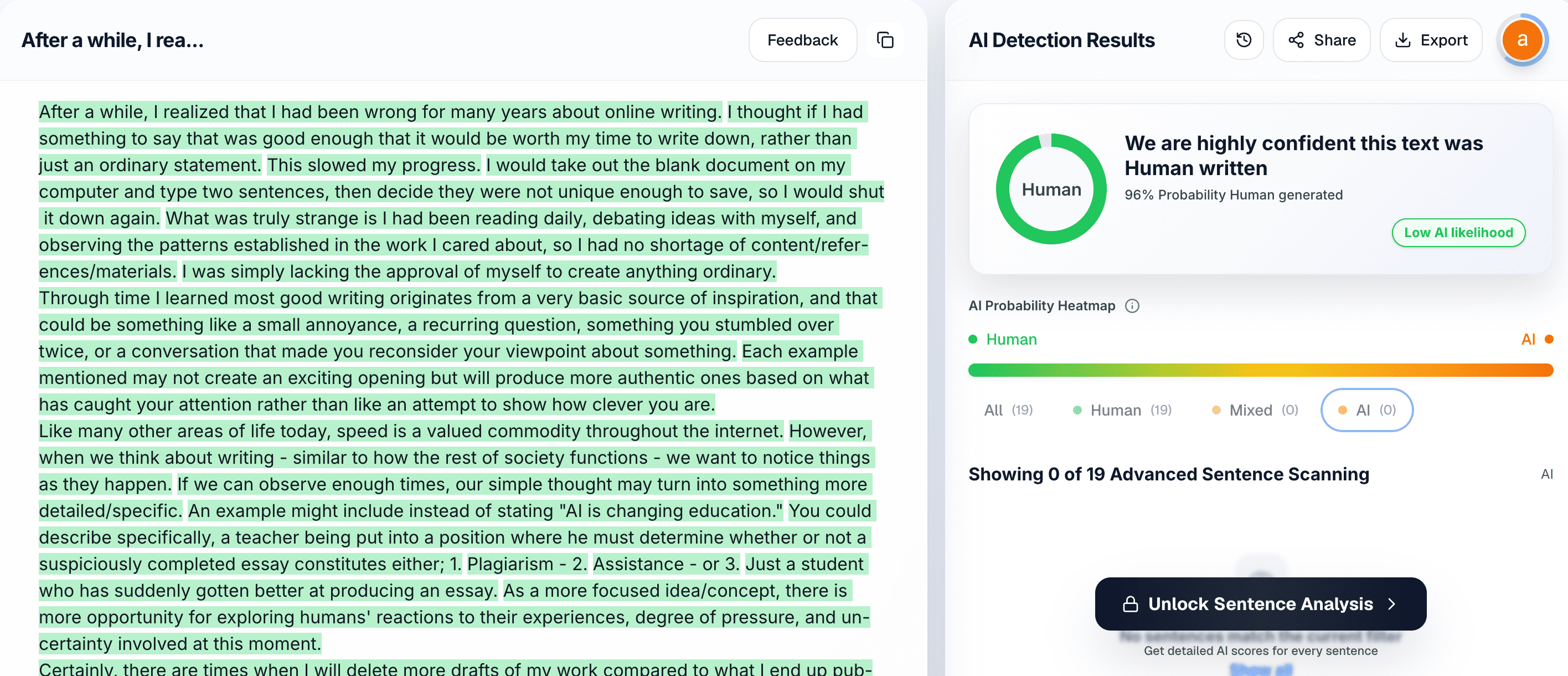Proofademic result for ESL student essay test